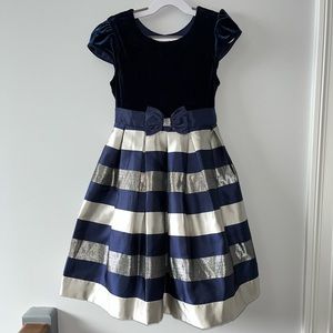 Girls navy blue and silver dress, size 7